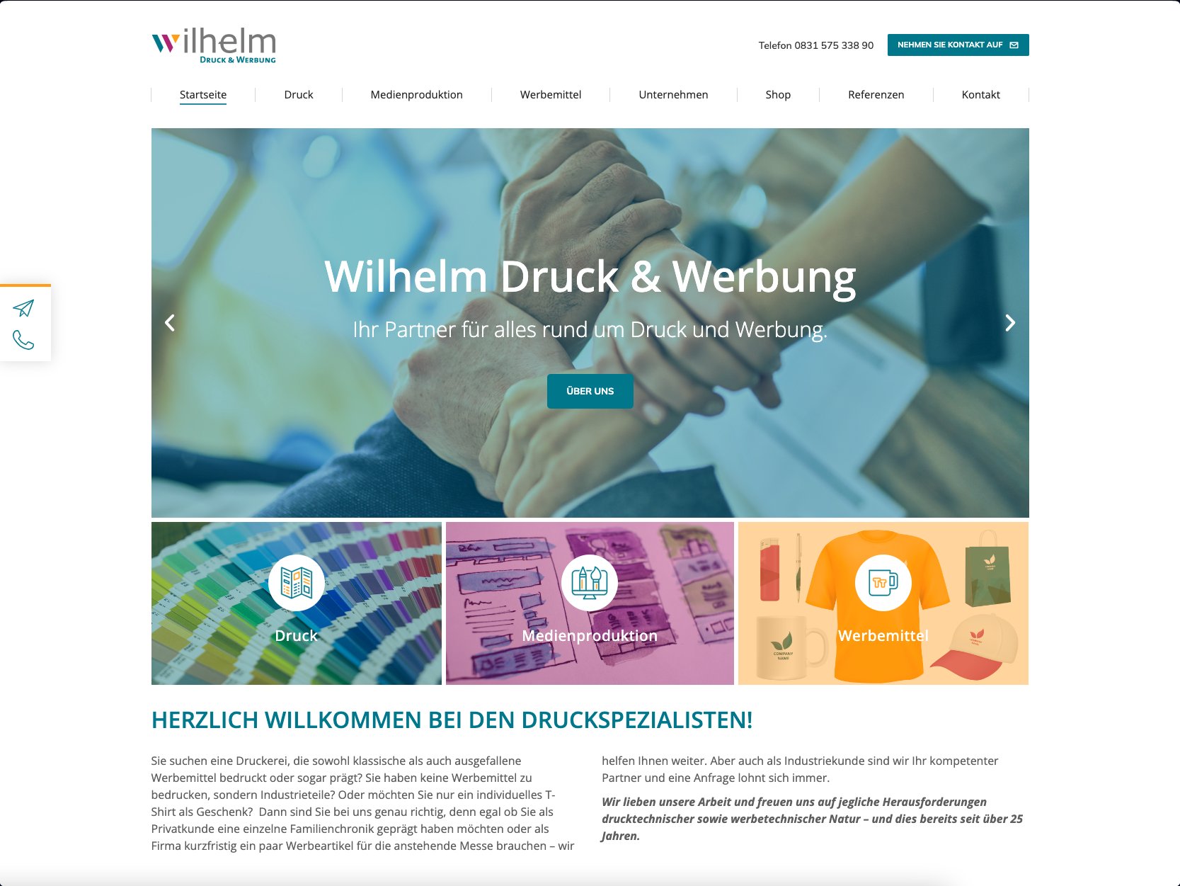 Website Wilhelm Druck & Werbung